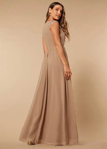 Темно-бежевое вечернее, праздничный платье в греческом стиле SHEIN однотонное