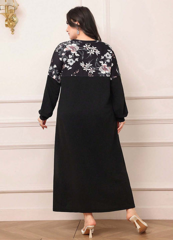 Чорна кежуал сукня а-силует SHEIN з квітковим принтом