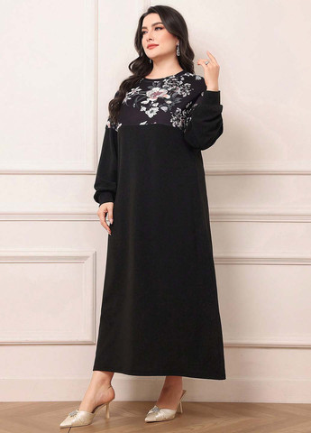 Чорна кежуал сукня а-силует SHEIN з квітковим принтом