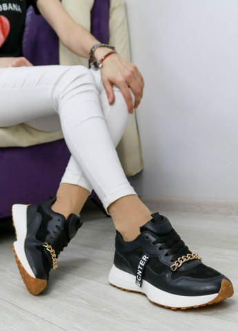 Черные демисезонные эффектные женские кроссовки No Brand