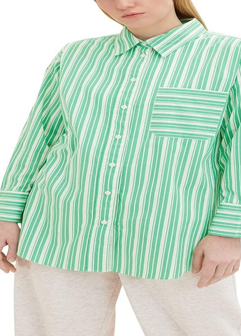 Зеленая кэжуал рубашка в полоску Tom Tailor