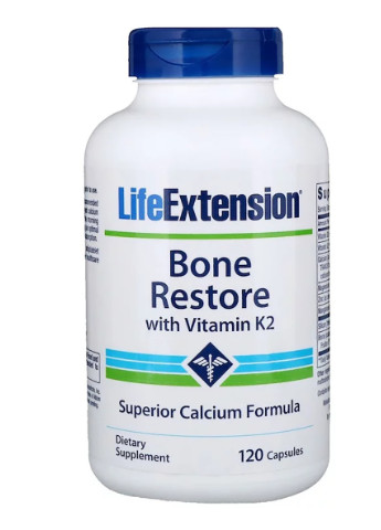 Восстановление Костей + К2, Bone Restore with Vitamin K2, 120 Капсул Life Extension (228293330)