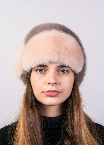 Женская вязаная норковая шапка Меховой Стиль лобик (248109011)