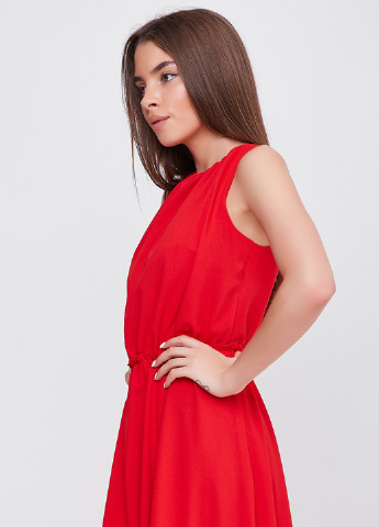 Красное вечернее платье а-силуэт SFN однотонное