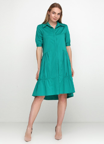 Зеленое кэжуал платье L'hotse однотонное