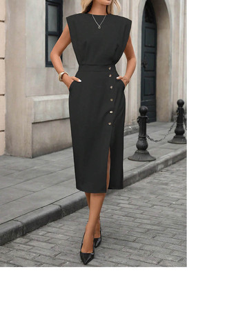 Чорна кежуал сукня SHEIN однотонна