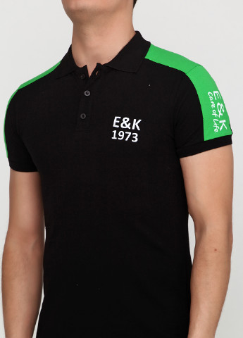 Черная футболка-поло для мужчин EL & KEN с надписью