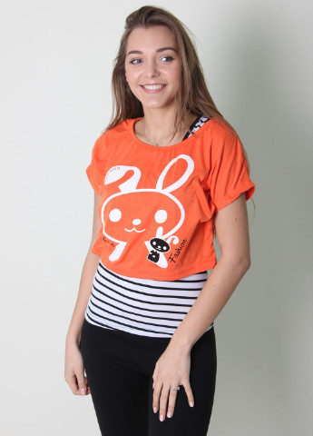 Оранжевая летняя футболка Gishang