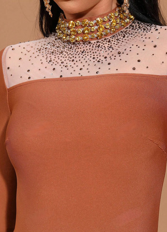 Коричневое вечернее платье SHEIN однотонное