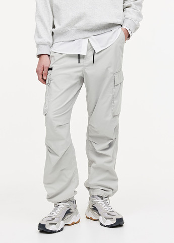 Светло-серые кэжуал демисезонные карго брюки H&M
