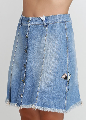 Голубая джинсовая однотонная юбка IVY