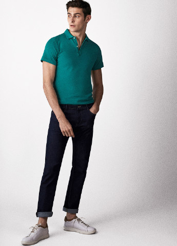 Зеленая футболка-поло для мужчин Massimo Dutti однотонная