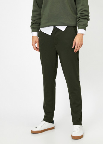 Темно-зеленые кэжуал демисезонные зауженные брюки KOTON