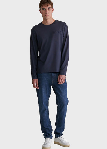 Синий демисезонный кэжуал лонгслив Gant однотонный