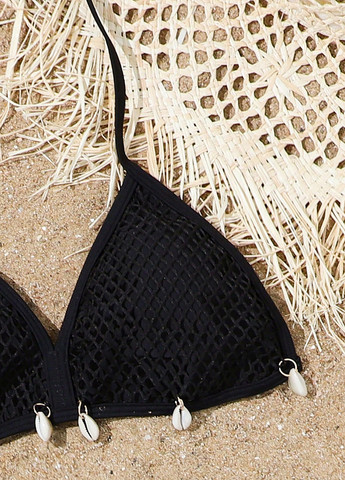 Чорний літній купальник (ліф, трусики, парео) бікіні, роздільний SHEIN