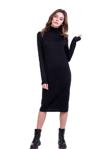Черное кэжуал платье Viviami однотонное