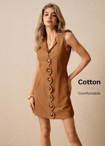 Коричнева кежуал сукня а-силует SHEIN однотонна