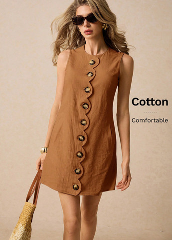 Коричнева кежуал сукня а-силует SHEIN однотонна