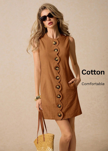 Коричнева кежуал сукня а-силует SHEIN однотонна