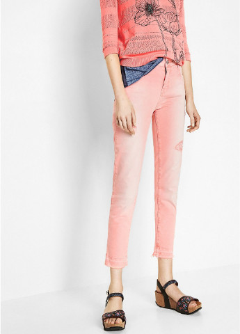 Розовые демисезонные укороченные джинсы Desigual