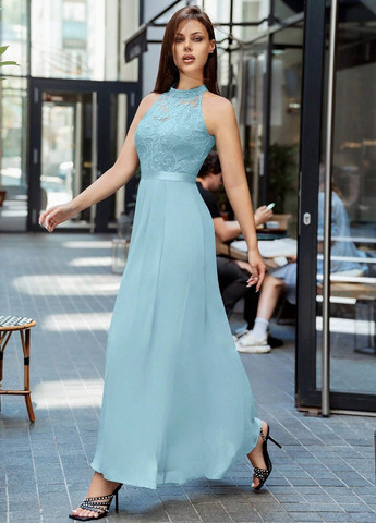 М'ятна святковий, вечірня сукня кльош SHEIN однотонна