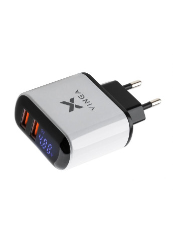 Зарядное устройство (VWCQAADW) Vinga 2 port qc3.0 display wall charger (253507531)