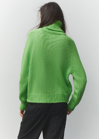 Зелений зимовий светр з високим коміром пуловер Papaya