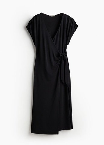Черное кэжуал платье на запах H&M однотонное