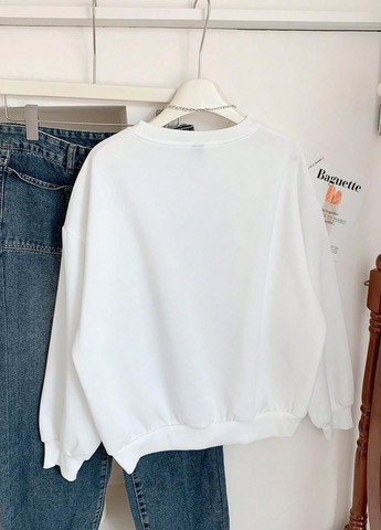 Белый свитшот SHEIN рисунок без декора (347152799)