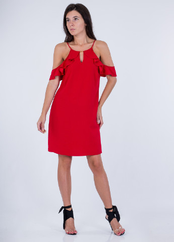 Красное коктейльное платье а-силуэт Lipsy однотонное