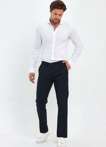 Темно-синие классические демисезонные прямые брюки Trend Collection