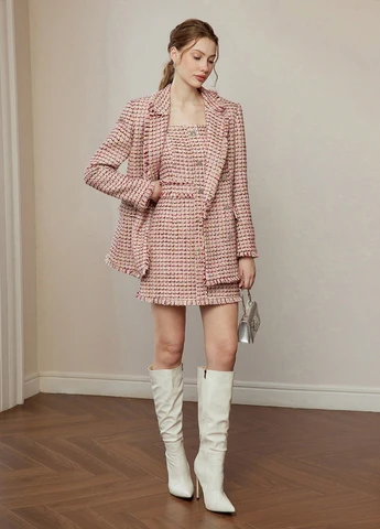 Розовое кэжуал платье а-силуэт SHEIN в клетку