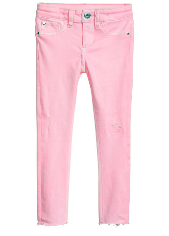 Розовые демисезонные со средней талией джинсы H&M