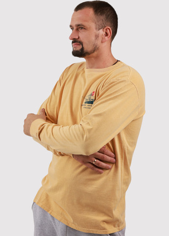 Лонгслів Blue 84 малюнок гірчичний кежуали бавовна, трикотаж