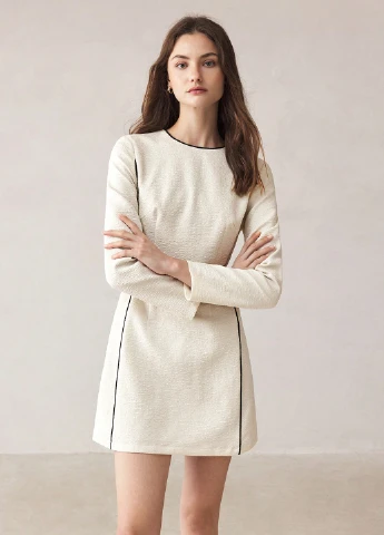 Молочное праздничный, деловое платье а-силуэт SHEIN однотонное
