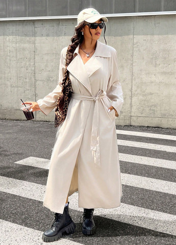 Плащ SHEIN тренчкот без застежки демисезон (332312807)