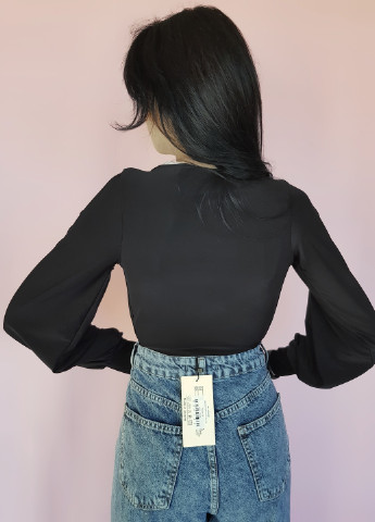 Боди-блуза с рукавами однотонный Черный Boohoo (255614652)