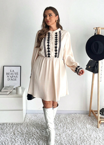 Кремова кежуал сукня сукня-сорочка, кльош SHEIN однотонна