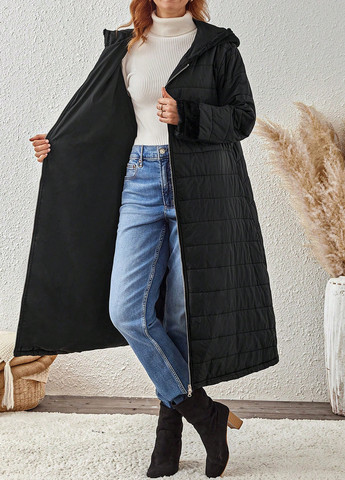 Черная зимняя куртка куртка-пальто SHEIN