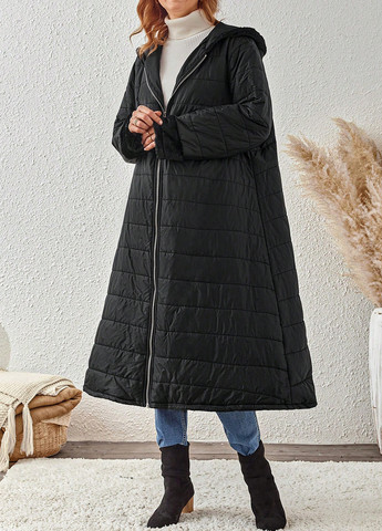 Черная зимняя куртка куртка-пальто SHEIN