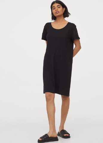 Чорна кежуал плаття, сукня сукня-футболка H&M однотонна