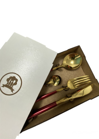 Набір столових приладів Kitchen Бордовий На 6 Персон Home (253383952)