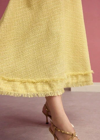 Желтая кэжуал однотонная юбка SHEIN