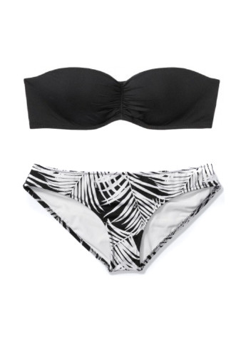 Чорно-білий літній купальник (ліф, труси) бандо, роздільний Victoria's Secret
