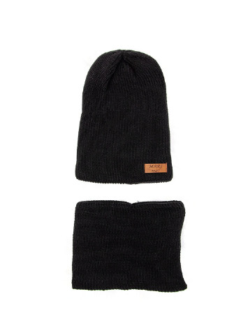Черный демисезонный комплект (шапка, шарф-снуд) Mari-Knit
