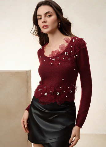 Бордовий демісезонний джемпер джемпер SHEIN