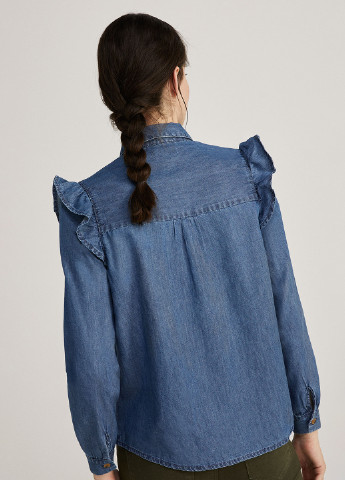 Темно-синяя джинсовая рубашка однотонная Springfield