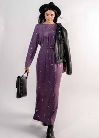 Фиолетовое кэжуал платье аделия пл 1821 фиолет принт Ри Мари однотонное
