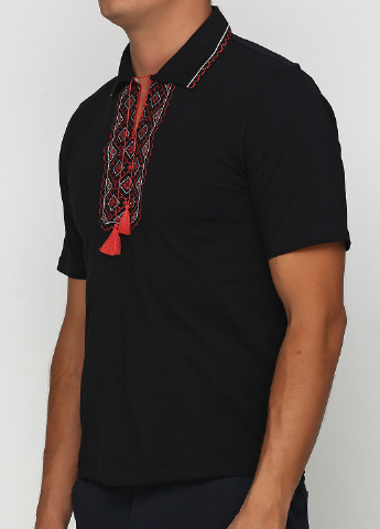 Черная демисезонная футболка с коротким рукавом ЕтноМодерн