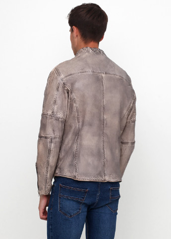 Серо-бежевая демисезонная куртка кожаная Tom Tailor